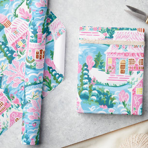 Papel De Regalo Navidades de pan de jengibre rosado encantados