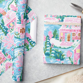 Papel De Regalo Navidades de pan de jengibre rosado encantados