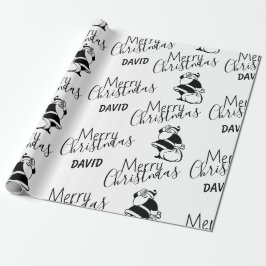 Papel De Regalo Navidades de Papá Noel Negro y Blanco