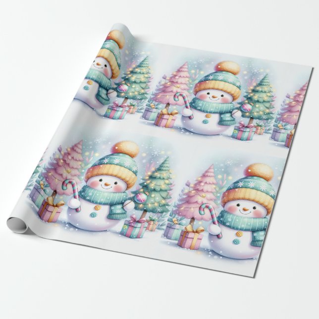 Papel De Regalo Navidades de Pastel de Snowman a gran escala (Desenrollado)