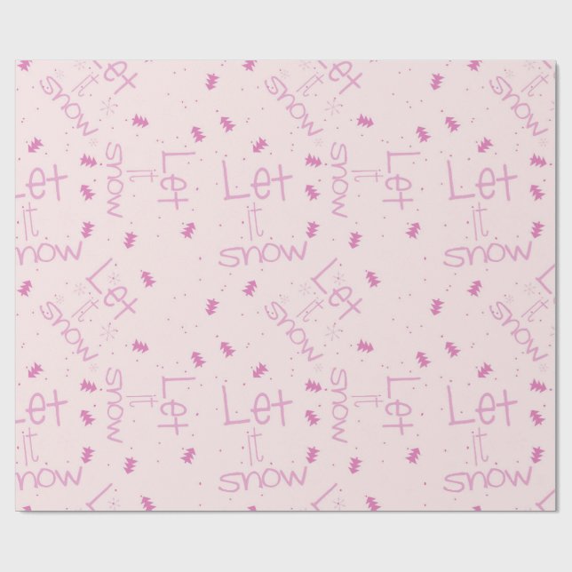 Papel De Regalo Navidades de Pastel Pink "Let It Snow" (Superficie plana)
