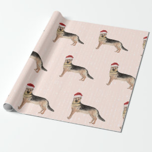 Papel De Regalo Navidades de Pastor Alemán Santa Hat