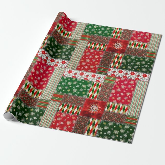 Papel De Regalo Navidades de Patchwork Quilt (Desenrollado)
