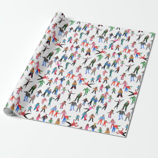 Papel De Regalo Navidades de patinaje sobre hielo disfrutan envolv