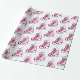 Papel De Regalo Navidades de patinaje sobre hielo rosa bonito