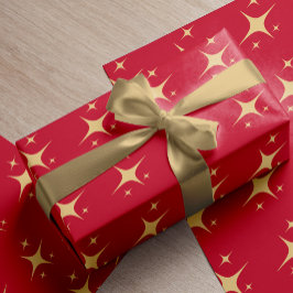 Papel De Regalo Navidades de patrón de estrellas elegantes de oro 