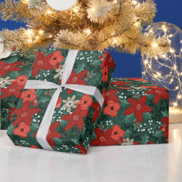 Papel De Regalo Navidades de patrones florales estilizados luminos