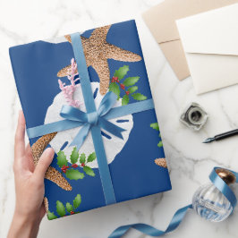 Papel De Regalo Navidades De Patrones Grandes De Wreath Beach