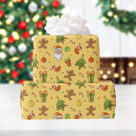 Papel De Regalo Navidades de patrones tradicionales | Amarillo