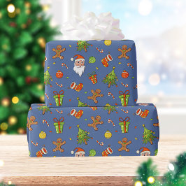 Papel De Regalo Navidades de patrones tradicionales | Azul