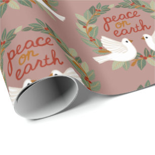 Papel De Regalo Navidades de Paz en la Tierra Doves PERSONALIZADO