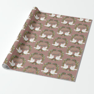 Papel De Regalo Navidades de Paz en la Tierra Doves PERSONALIZADO
