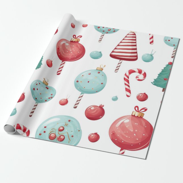 Papel De Regalo Navidades de Peppermint Lollipop Sweet Shop (Desenrollado)