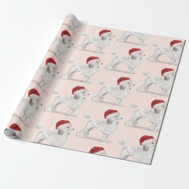 Papel De Regalo Navidades de perro canino de carne Santa Hat (Desenrollado)