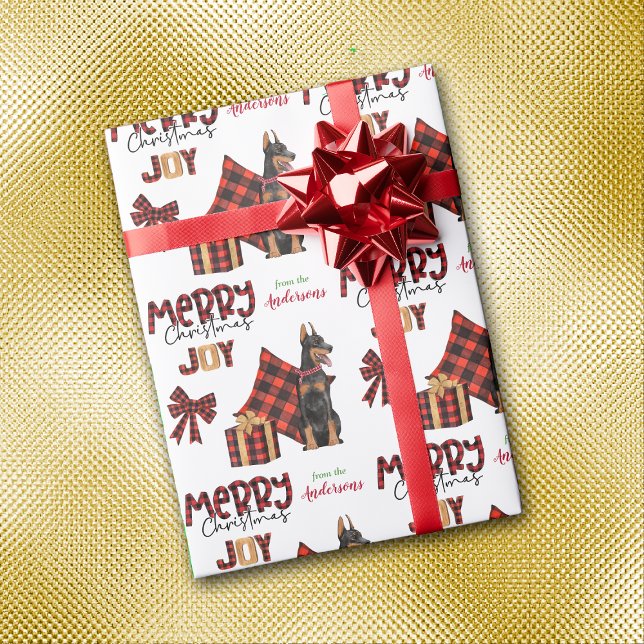 Papel De Regalo Navidades de perro de Buffalo Plaid Doberman Pinsc (Subido por el creador)