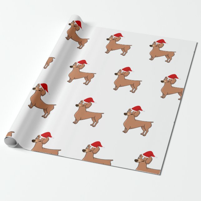 Papel De Regalo Navidades de perro de Dachshund (Desenrollado)