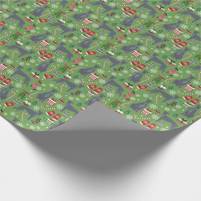 Papel De Regalo Navidades de perro de Greyhound (Esquina)