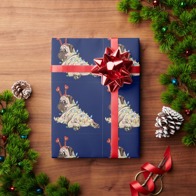 Papel De Regalo Navidades de perro de pug cute (Regalo de vacaciones)