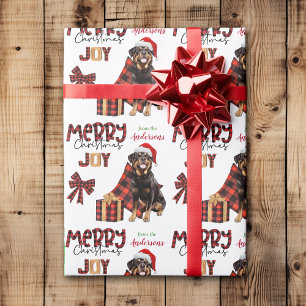 Papel De Regalo Navidades de perro de Rottweiler cubiertos de búfa