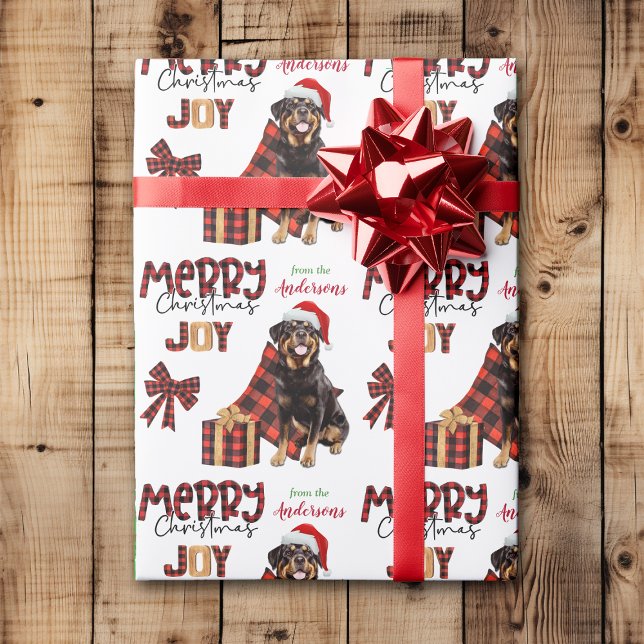 Papel De Regalo Navidades de perro de Rottweiler cubiertos de búfa (Subido por el creador)