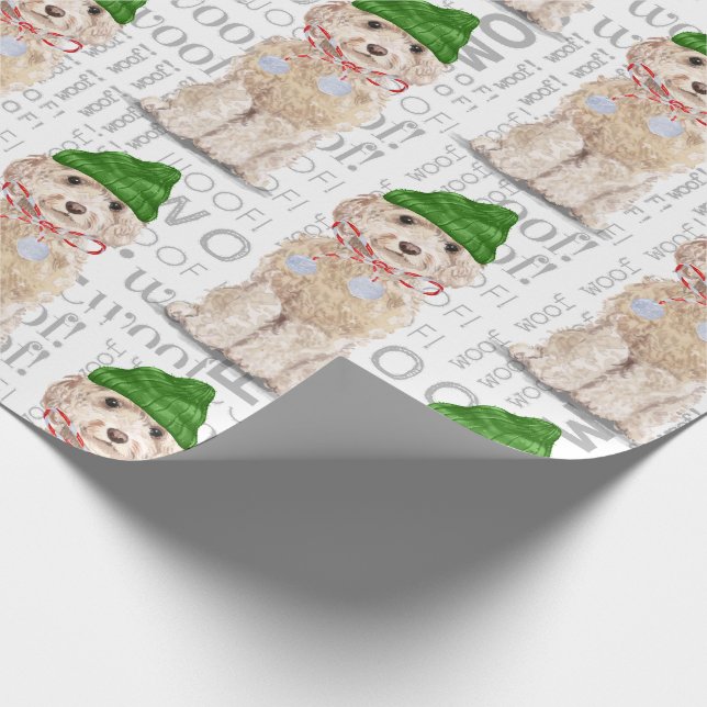 Papel De Regalo Navidades de Perro Gracioso Champagne Cockapoo (Esquina)