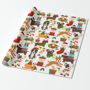 Papel De Regalo Navidades de perros con cachorros