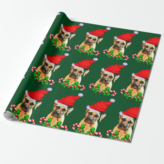 Papel De Regalo Navidades de perros de bullmastiff (Desenrollado)