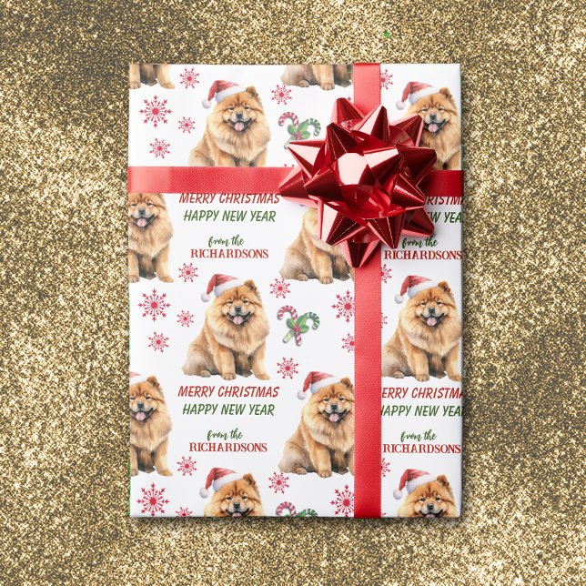 Papel De Regalo Navidades de perros de Santa Hat Chow Chow (Subido por el creador)