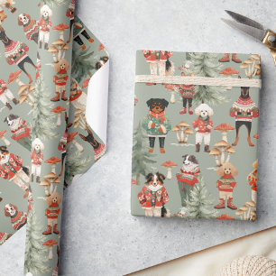 Papel De Regalo Navidades de perros de Woodland rústicos
