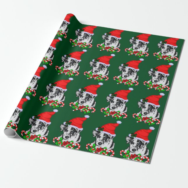 Papel De Regalo Navidades de Perros del Leopardo de Catahoula (Desenrollado)