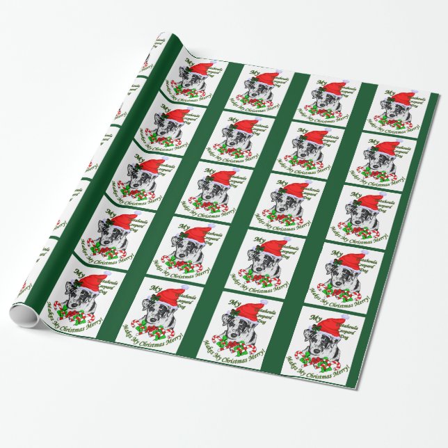 Papel De Regalo Navidades de Perros del Leopardo de Catahoula (Desenrollado)