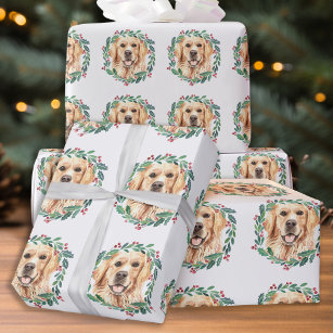 Papel De Regalo Navidades de perros elegantes de Golden Retriever