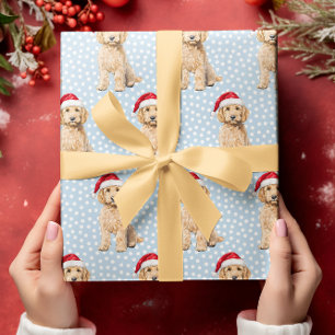 Papel De Regalo Navidades de perros Goldendoodle Watercolor