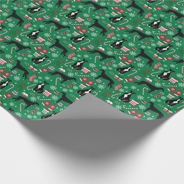 Papel De Regalo Navidades de perros grises negros y blancos (Esquina)