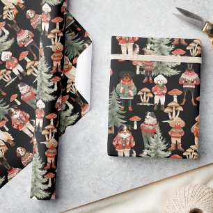 Papel De Regalo Navidades de Perros Negros de Woodland Forest