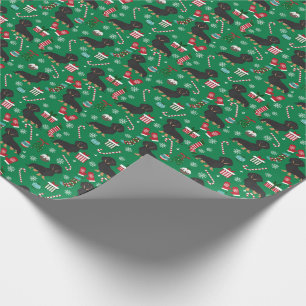 Papel De Regalo navidades de perros negros y tan Dachshund