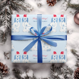 Papel De Regalo Navidades de Perros Preppy Blue And White Stafford