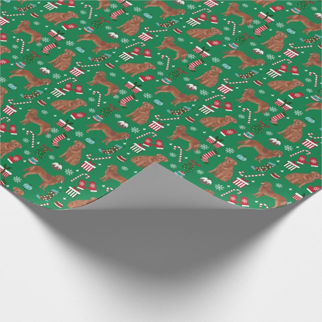 Papel De Regalo navidades de perros Red Golden Retriever (Esquina)