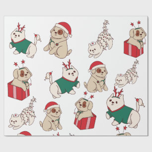 Papel De Regalo Navidades de perros y gatos