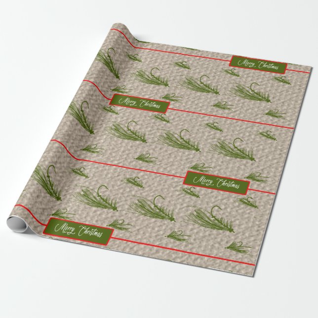 Papel De Regalo Navidades de pesca con mosca (Desenrollado)