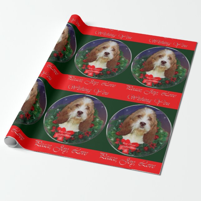 Papel De Regalo Navidades de Petit Basset Griffon Vendeen (Desenrollado)