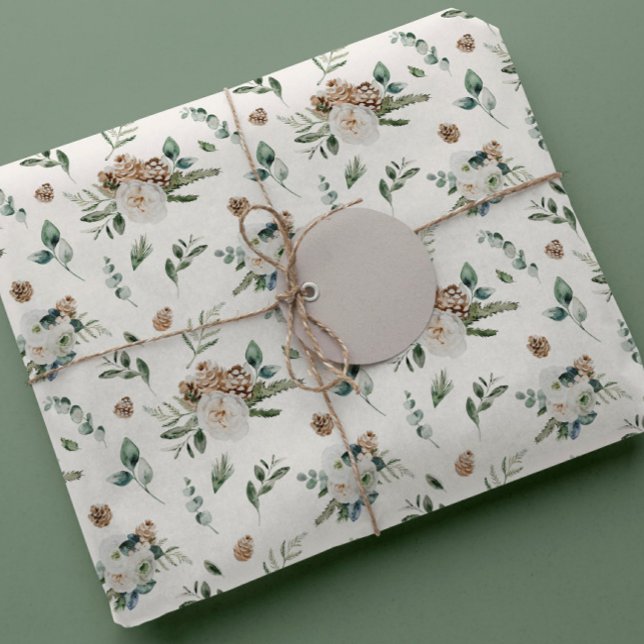 Papel De Regalo Navidades de Pinecone Floral Blanca de Invierno (Subido por el creador)