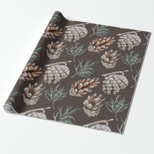 Papel De Regalo Navidades de pinecones de color de agua dulce