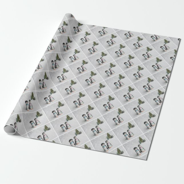 Papel De Regalo Navidades de pingüino (Desenrollado)