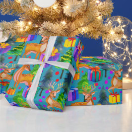 Papel De Regalo Navidades de pino y ciervo