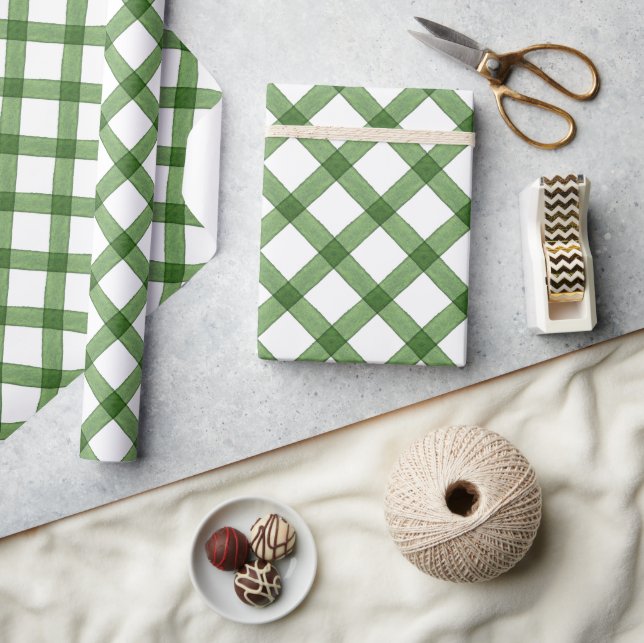 Papel De Regalo Navidades de Placas Verdes de Acuarela (Artesanía)