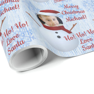 Papel De Regalo Navidades de plantilla fotográfica de cara de Sno
