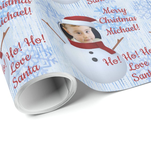 Papel De Regalo Navidades de plantilla fotográfica de cara de Snow (Esquina del rollo)