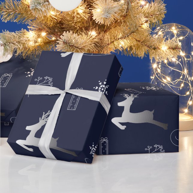 Papel De Regalo Navidades de plata y azul (Vacaciones)