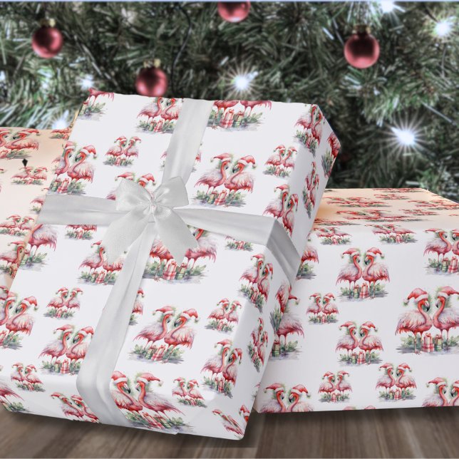 Papel De Regalo Navidades de playa (Festive Flamingo Beach Christmas Wrapping Paper)